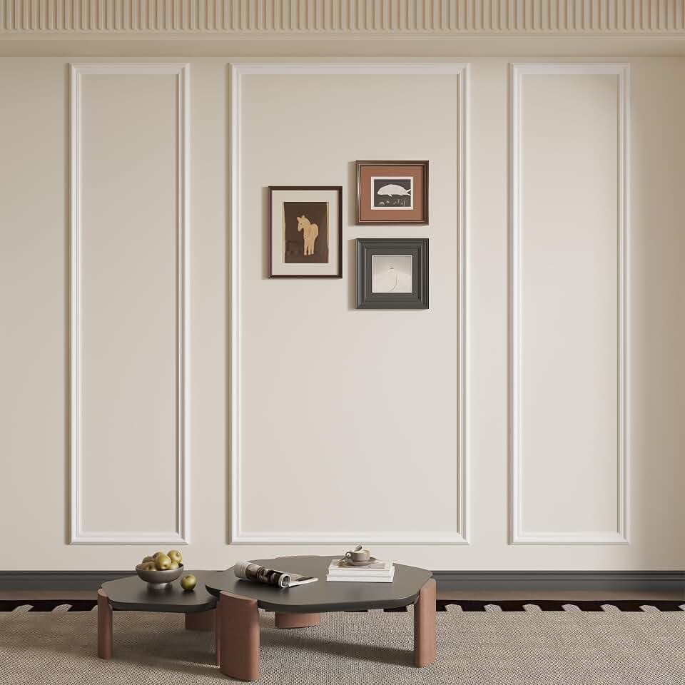 SmartStandard Pre-Cut Wall Molding Kit, 3-Frame Wainscoting Panels for Interior Wall Moulding Decor, Ready to Assemble Accent Panel