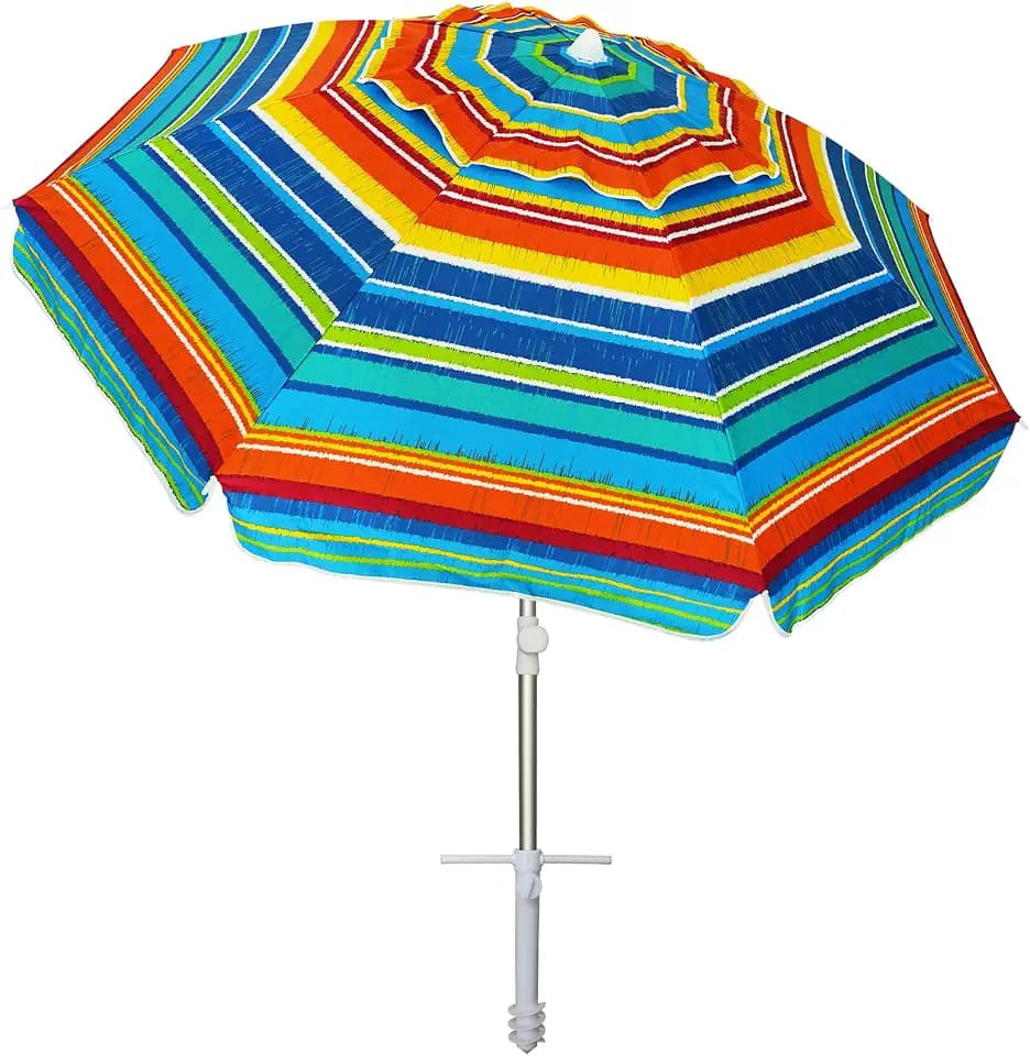 AMMSUN Beach Umbrellas for Sand Heavy Duty Wind Portable, 6.5ft