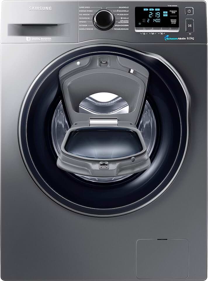 Samsung WW80K6404QX/EG Waschmaschine FL/A+++/116 kWh/Jahr/1400 UpM/8 kg/Add Wash/WiFi Smart Control/Super Speed Wash/Digital Inverter Motor