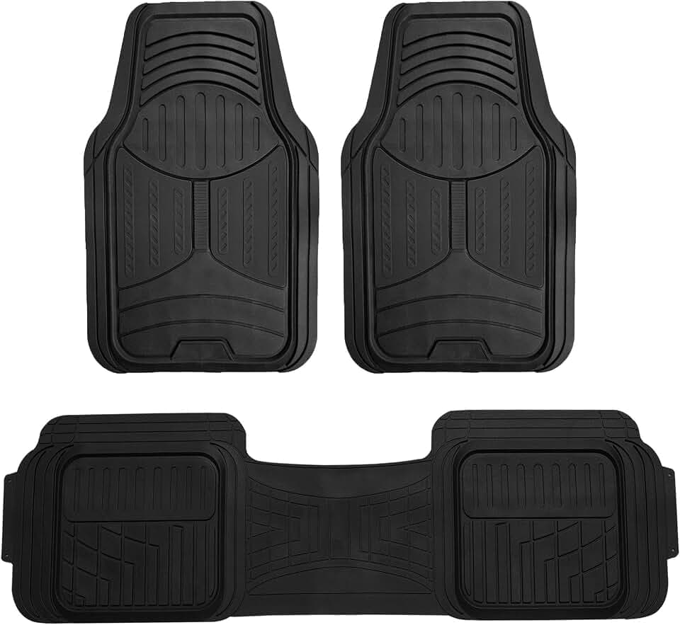 FH Group Car Floor Mats - Heavy-Duty Rubber Floor Mats for Cars, Universal Fit Full Set, Trimmable Automotive Floor Mats, Climaproof Floor Mats for Most Sedan, SUV, Truck Floor Mats Black