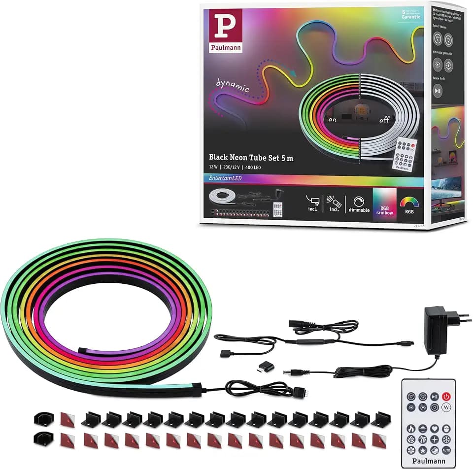Paulmann EntertainLED Black Neon Tube USB 5m 12W 5V DC schwarz 79557