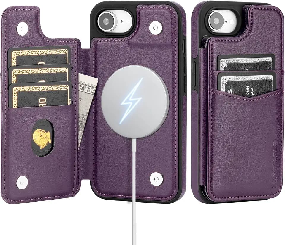 SkyEagle Compatible with MagSafe iPhone 17e / 16e Case Wallet,Purple