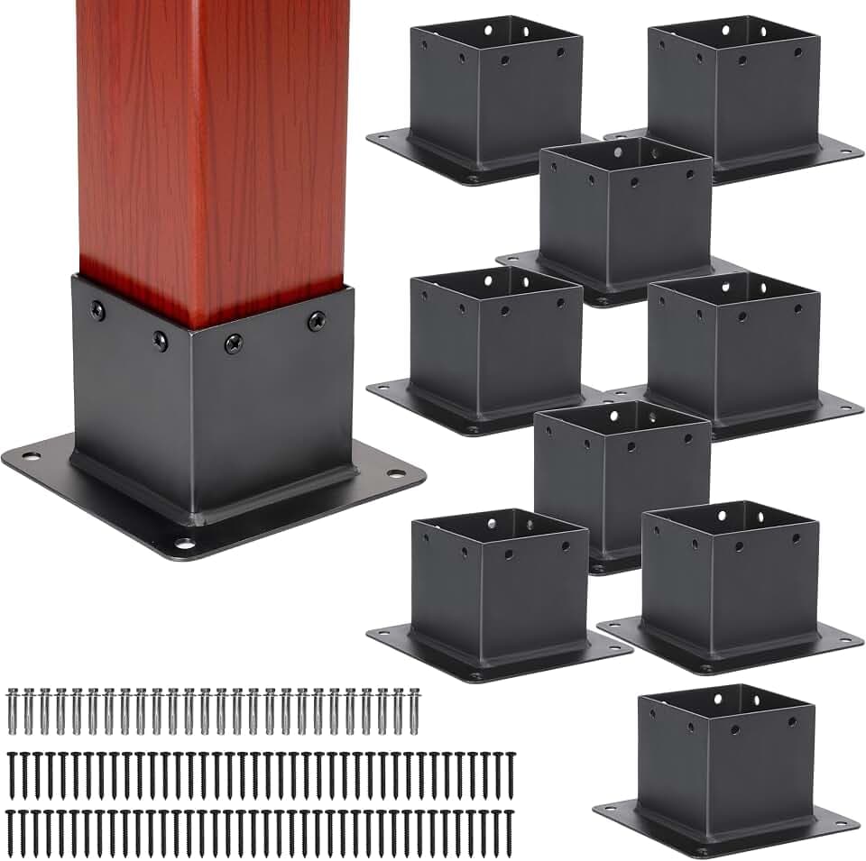 10 PCS Metal 4×4 Post Base Post Base Brackets,Inner Size 3.5"x3.5"