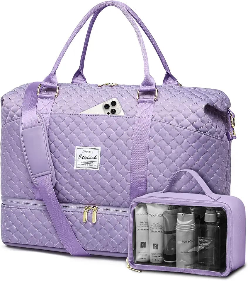 Travel Weekender Duffle Bag for Women: Overnight Bags with Shoe Compartment