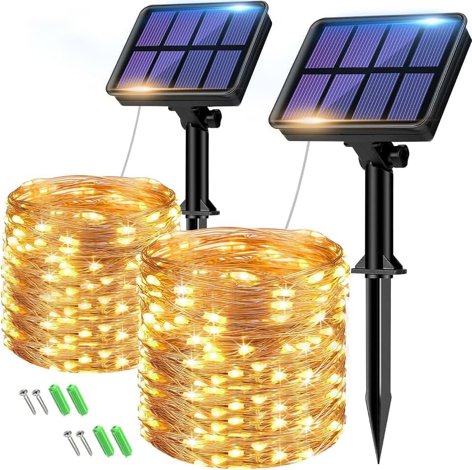 btfarm 2 Pack Solar String Lights Outdoor, Total 78FT 240LED Fairy Lights