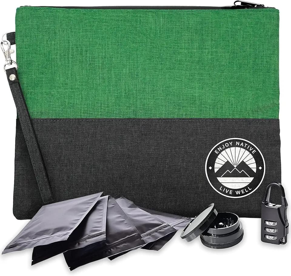 Enjoy Native Smell Proof Bag with Lock 11" x 9", Premium 5 Layers 600D Box