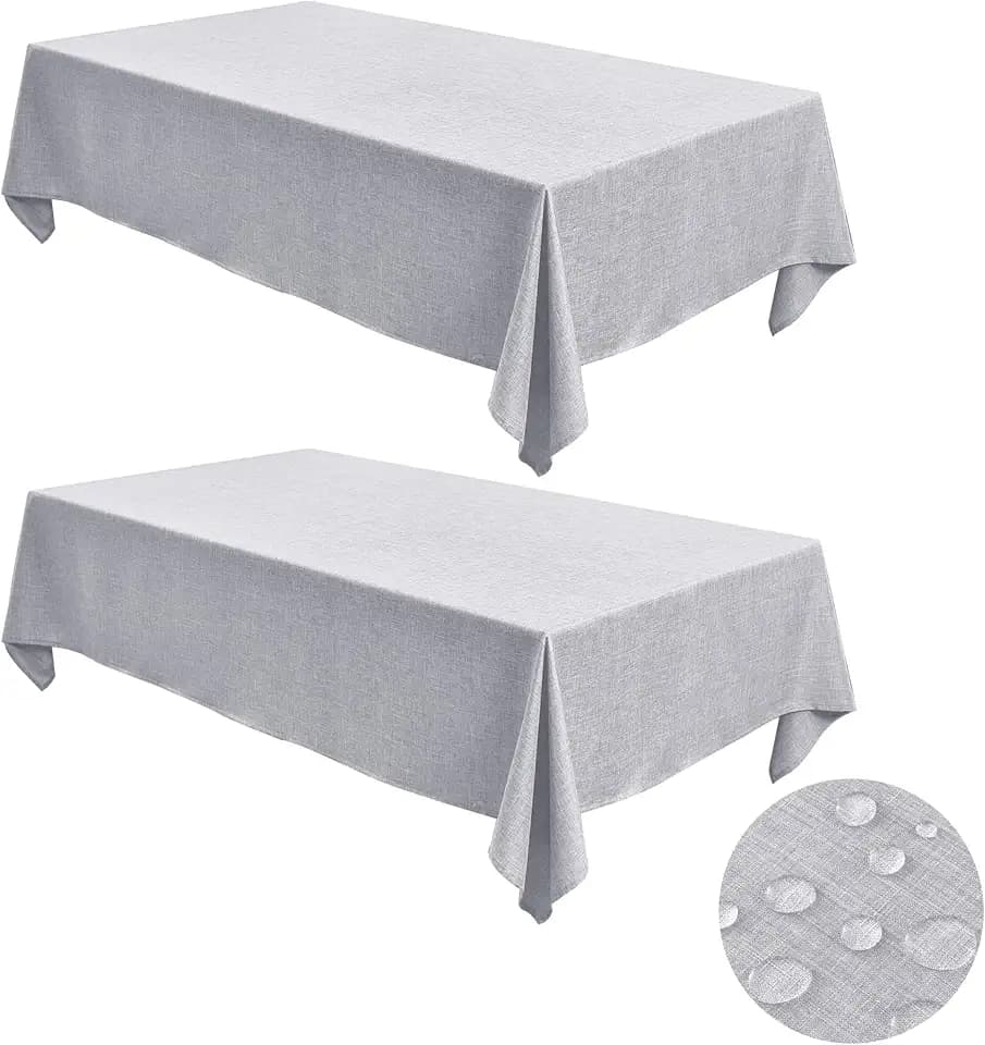 Fitable 2 Pack Faux Linen Square Tablecloths, 54 x 54 Inch, Light Grey