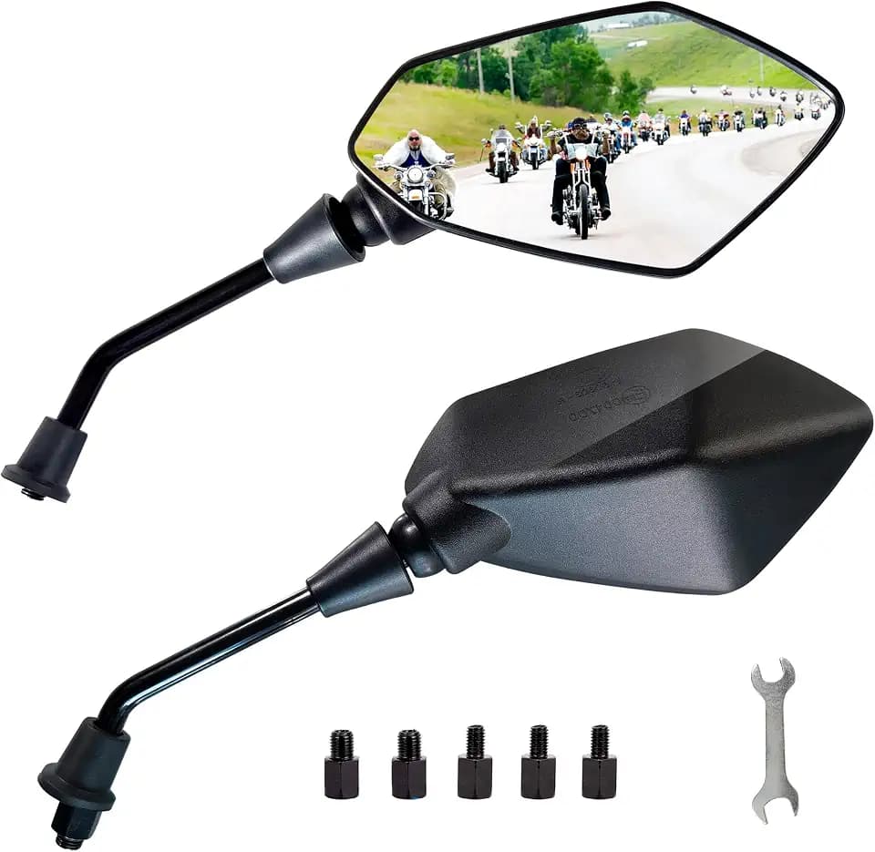 MAMIKO Universal Motorcycle Rear View Mirrors for M8 M10 Threaded Bolt Double Take Mirror Mount Compatible with Motorcycle Scooter Moped Polaris Sportsman Honda ATV Dirt Bike Cruiser