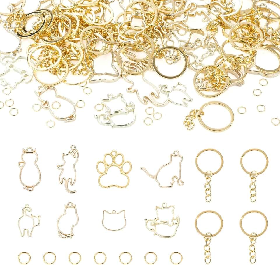 Alloy Open Back Bezel Pendants Assorted Shape Hollow Frame Charms Resin Frame Pendants for DIY Crafts Keychain Hang Ornaments Jewelry Making