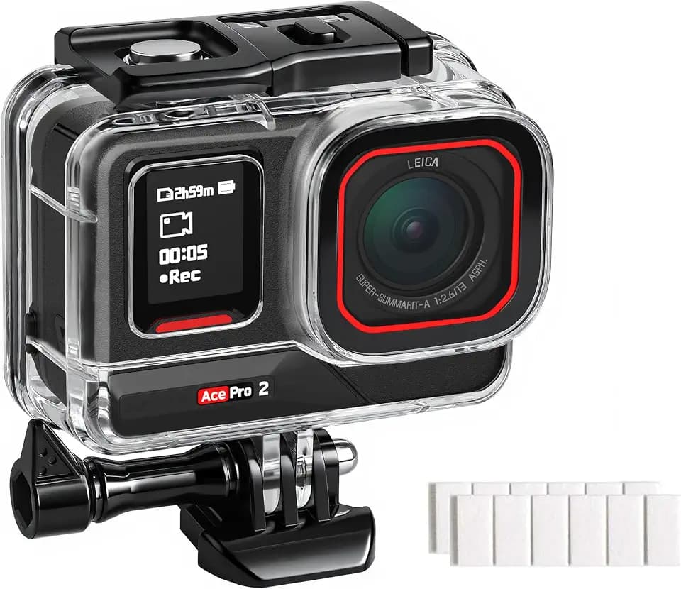 FitStill Waterproof Housing for Insta 360 Ace Pro 2/Ace Pro,50M/164FT Underwater Pressure Resistant Underwater Diving Protective Case Double Cold Shoe Design ace pro2 Accessories