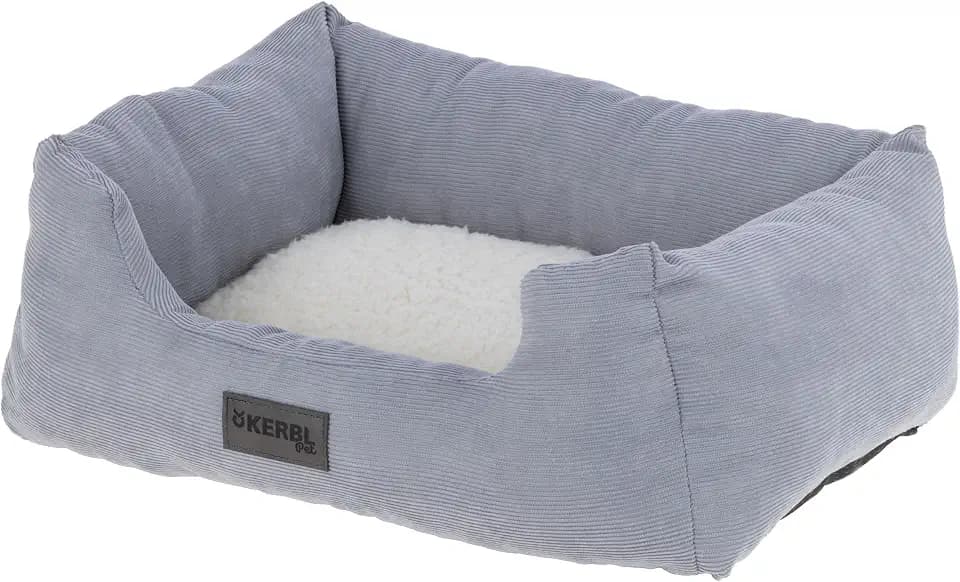 Kerbl Pet Kuschelbett Zoe, Hundebett, Hundekissen, 100% Polyester, Cord, 47 x 37 x 17 cm, für Hunde und Katzen, weich, formstabil, Anti-Rutsch, waschbar bei 30 °C