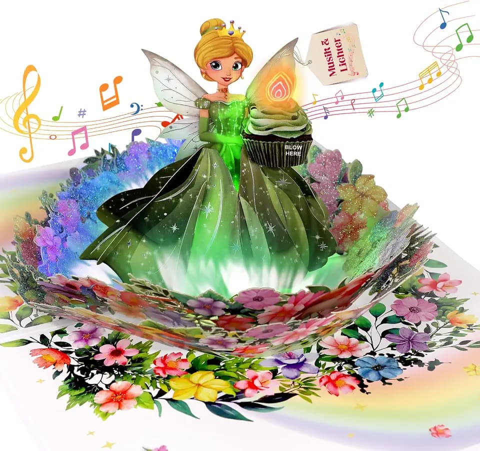 Geburtstagskarte für Mädchen, Geburtstagskarte mit Musik für Mädchen Kinder, Pop-Up Happy Birthday Singende Karte Geburtstag, Kerzen ausblasen Geburtstagskarten für Töchter, Enkelin, Nichten