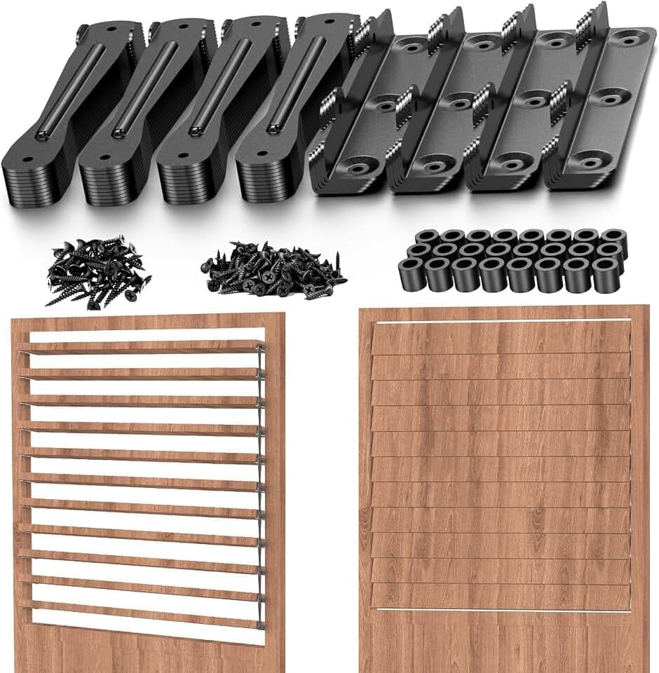 Louver Hardware Kit 1 Set Adjustable Metal Brackets for Pergola Black