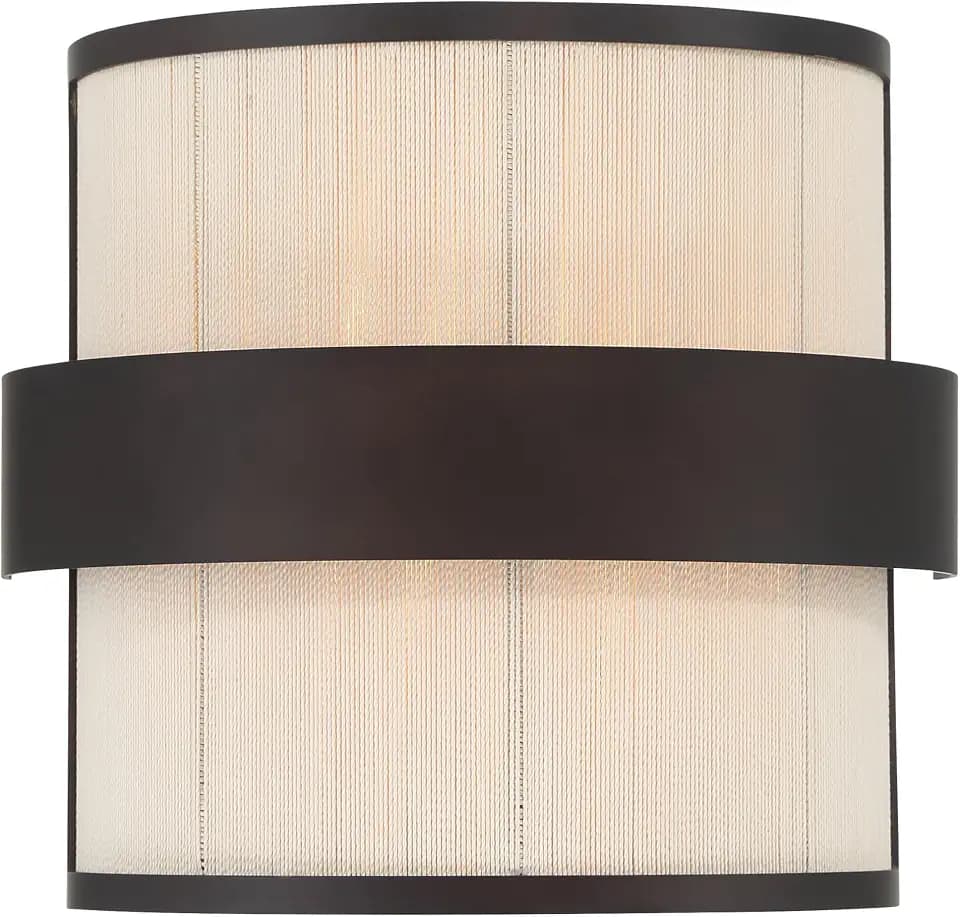 Minka Lavery 3682-886 Harbor Wrap 2 Light 9" Tall Wall Sconce - Dark Bronze and Painted Legacy Brass with Tan Cotton Thread