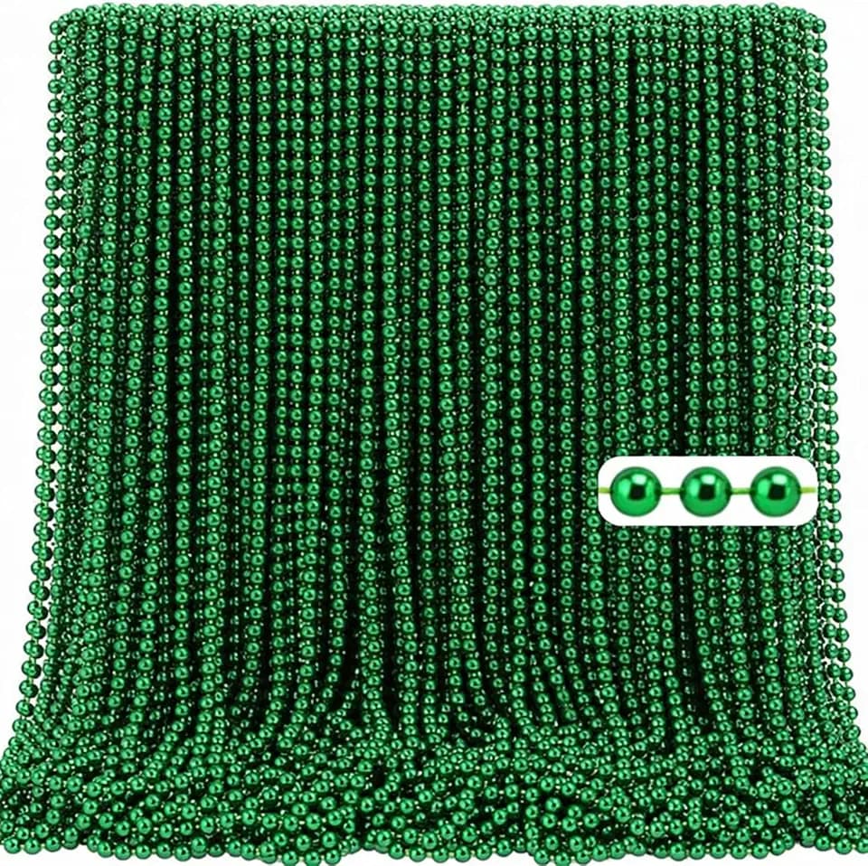 Ecally 400 Pcs Mardi Gras Beads Necklaces Bulk Metallic Colors 33" 5mm Party Necklaces Colorful Carnival Parade Beads for Party Favors Costume Accessories Festival for Men Women