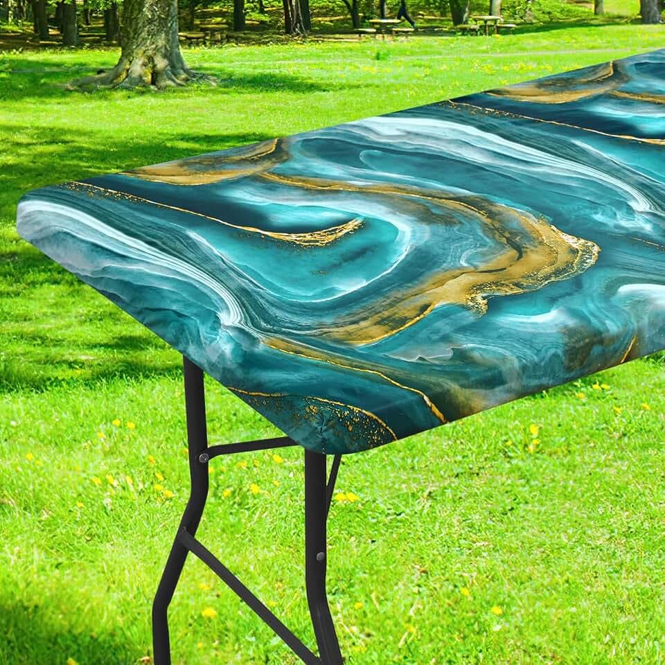 Smiry Rectangle Table Cloth, Waterproof Plastic Table Cover for 6FT Tables