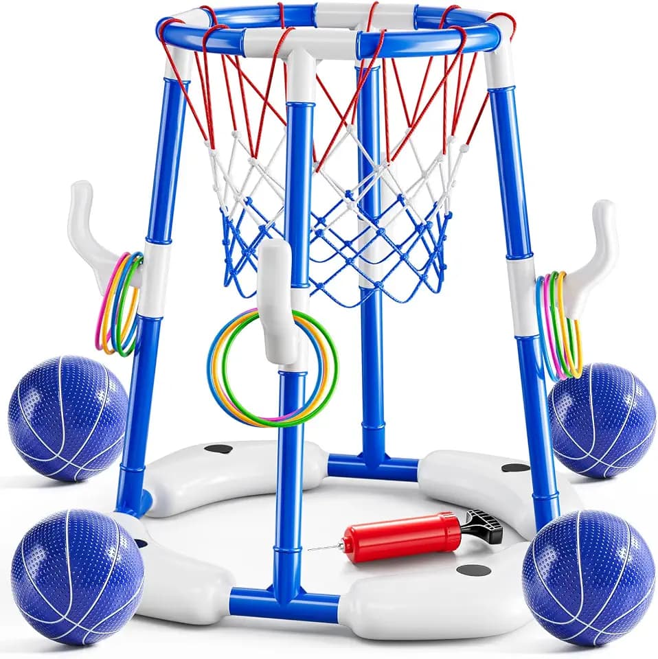 JUKUDAHU Pool Basketball Hoop, 2-in-1 Boy Pool Toys for Kids Ages 4-8