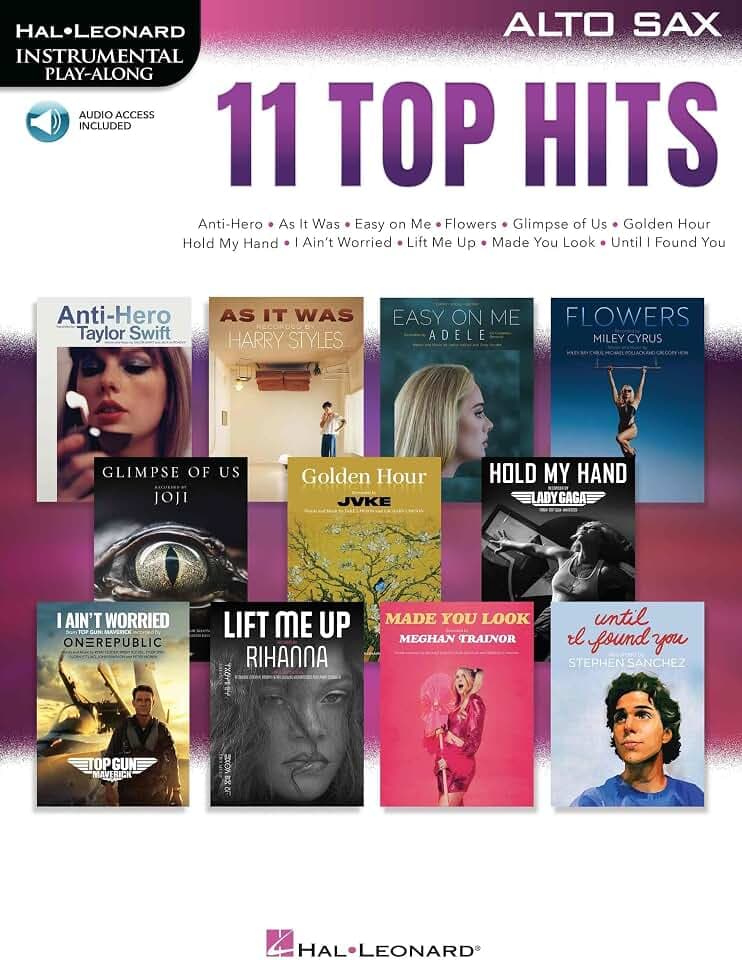 11 Top Hits for Alto Sax. Instrumental Play-Along. Book/Audio-Online