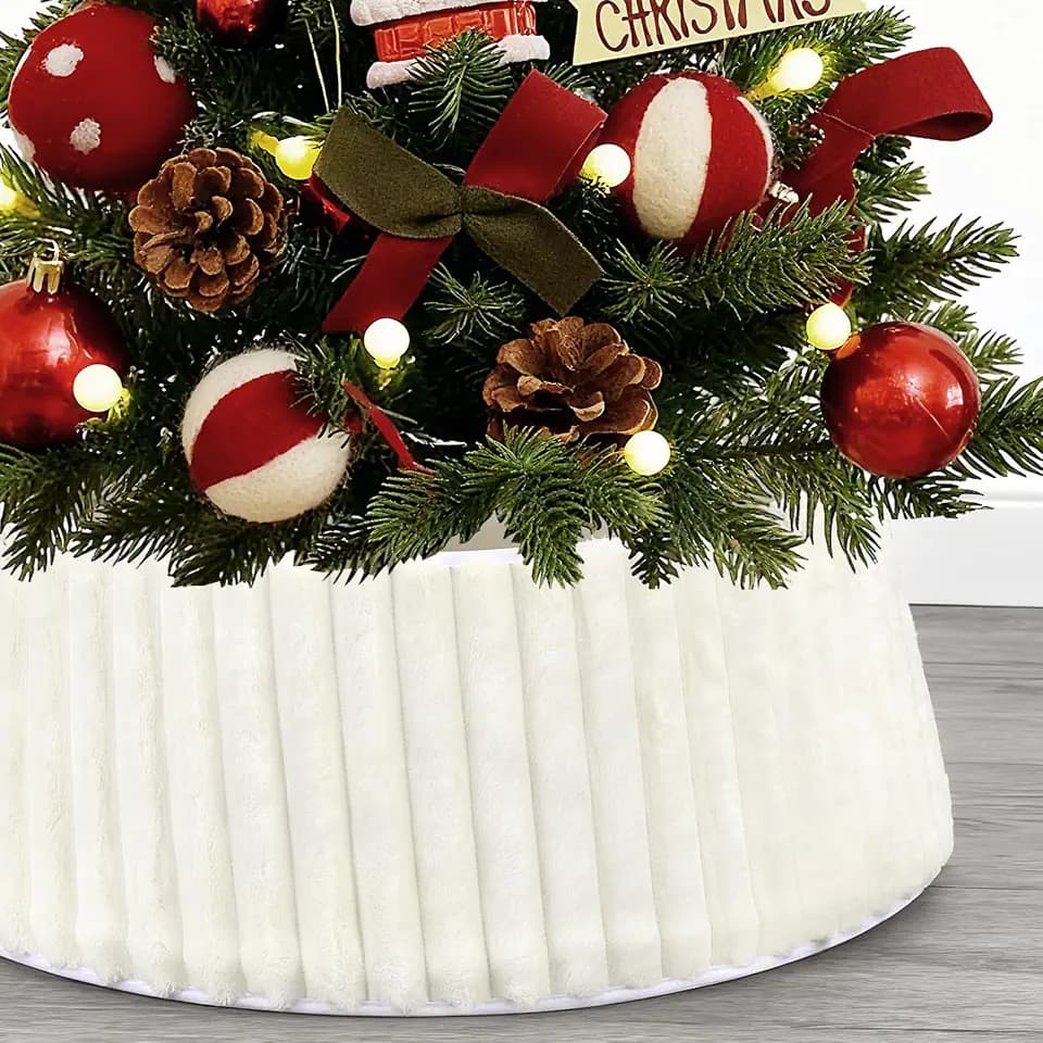55CM Groß Weihnachtsbaum Kragen für Weihnachtsbaum,Verstellbare Kragengröße Plüsch Faux Pelz Baum Rock,Weicher fluffiger Baumring für Heimdekor