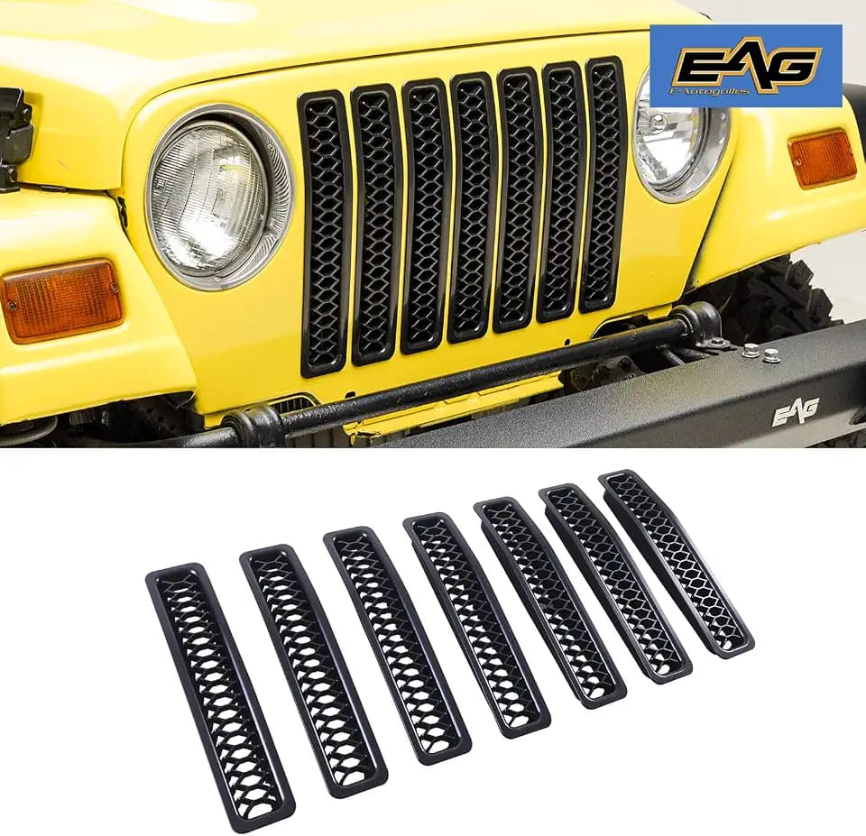 EAG Matte Black Clip-in Grille Honeycomb Insert Cover Fit for 97-06 Wrangler TJ LJ