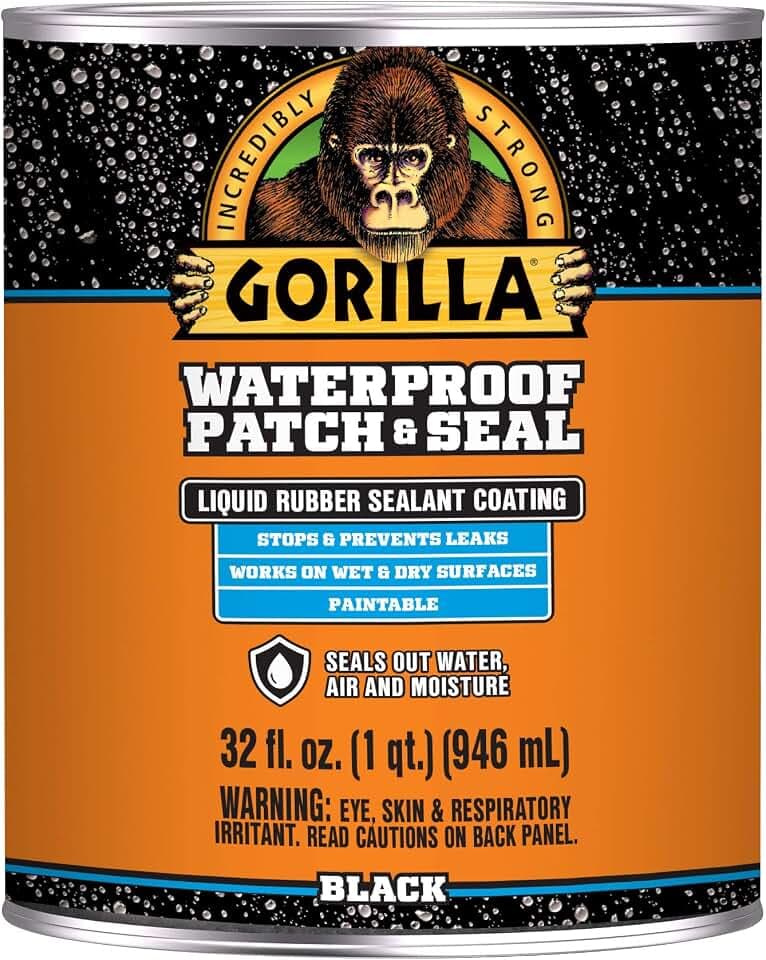 Gorilla Patch & Seal Liquid Rubber Waterproof Sealant, Black, 32 oz