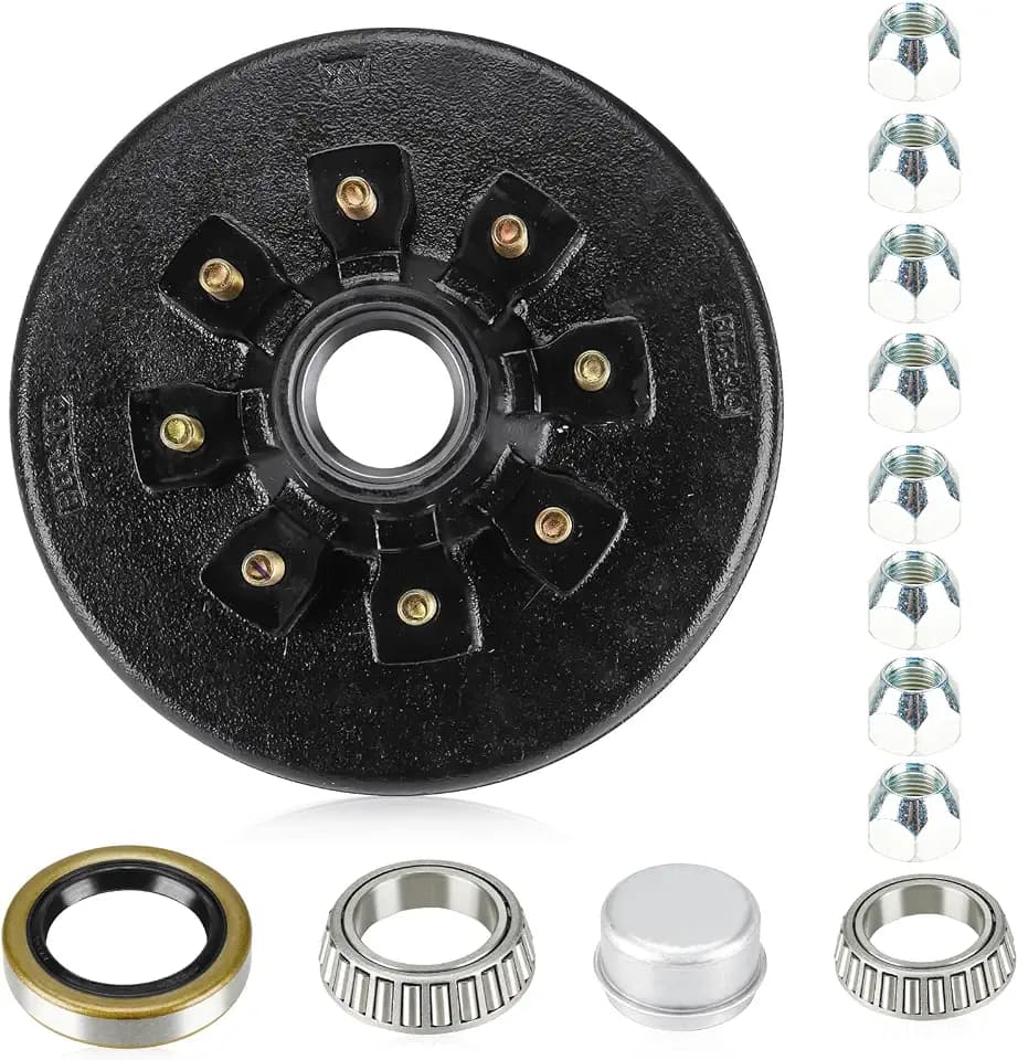 12" x 2" Trailer Brake Drum Kit 8 on 6.5" Bolt Circle, 8-Lug with 9/16“ Stud for 7K 7,000lbs Load Trailer Axle