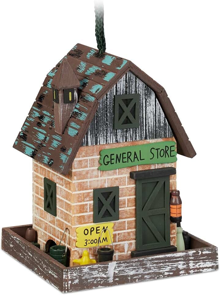 Relaxdays Deko Vogelhaus, Holz, Vogelhäuschen zum Aufhängen, bunt