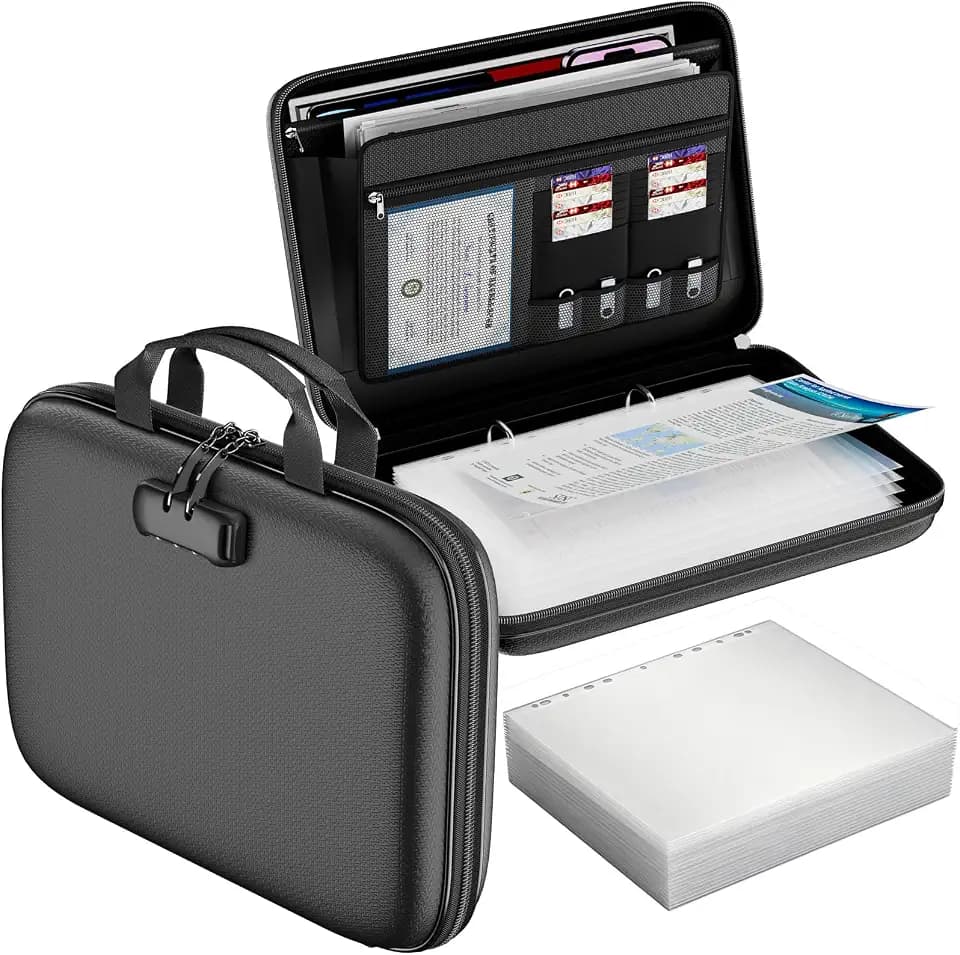 DocSafe 5200℉ Feuerfeste Dokumentenbox mit 100 Klarsichthüllen & Schloss