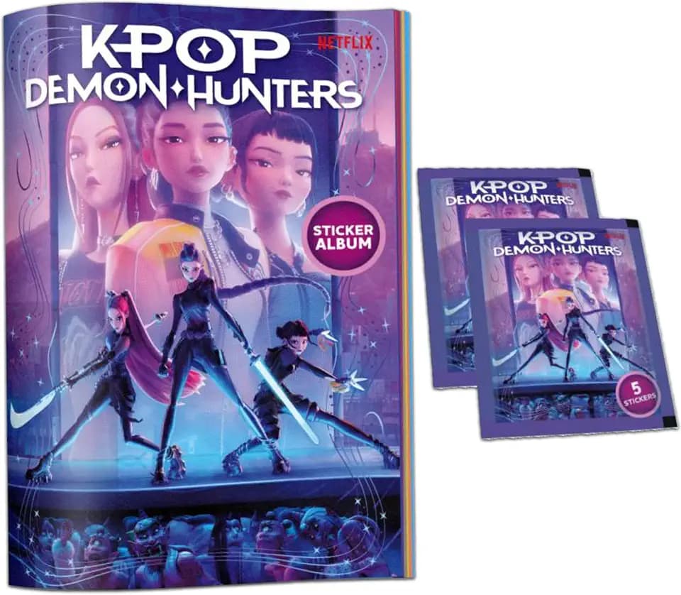 KPOP DEMON HUNTERS Album mit 2 Hüllen + Poster Gratis, Starter Pack, Offizielle Sticker Netflix