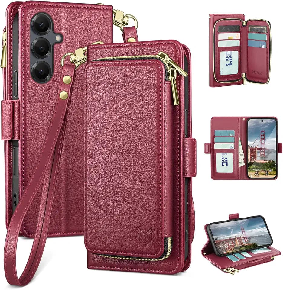 DJBEAR Samsung Galaxy S25 Wallet Case Fuchsia