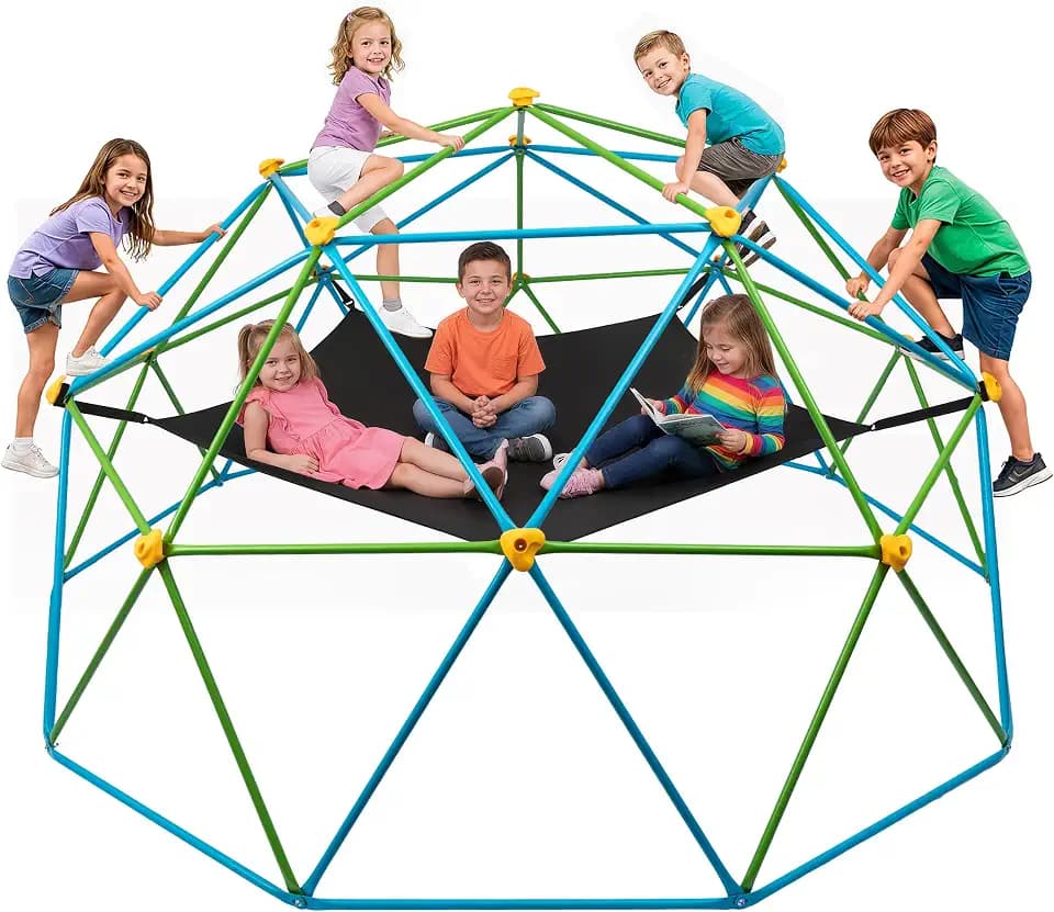 Hurtle 10ft Climbing Dome with Hammock for Kids, Sturdy Steel Dome Climber, Outdoor Backyard Jungle Gym & Monkey Bars, Fun Active Play Structure for Boys & Girls