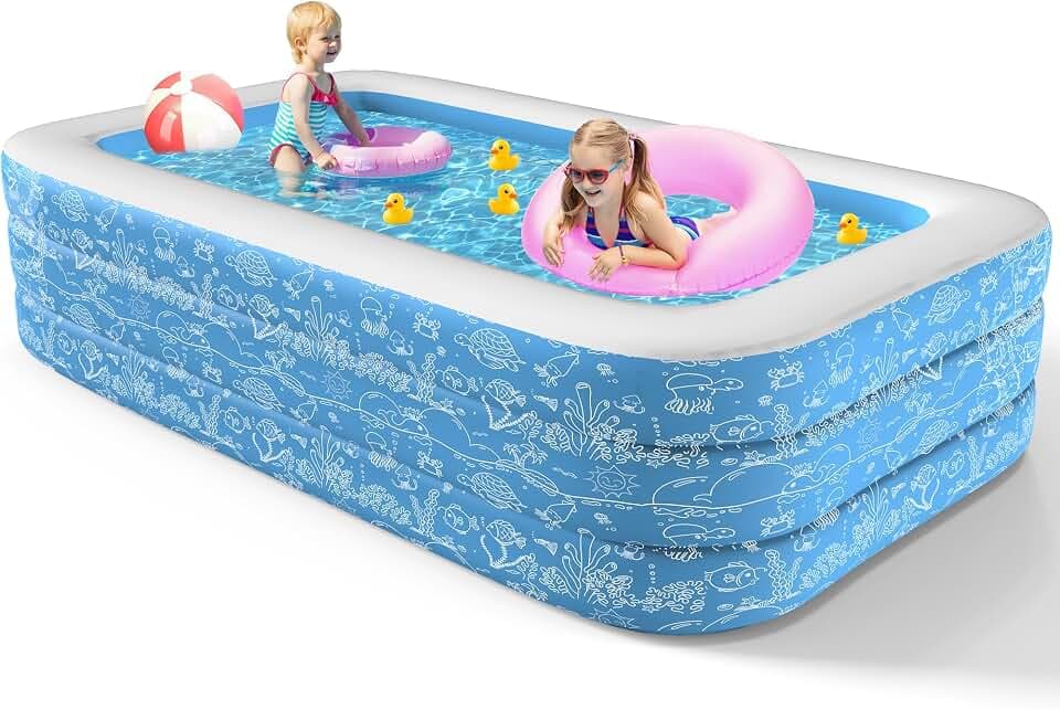 CACSPS Aufblasbare Schwimmbecken, 160 x 102 x 51 cm, Großes aufblasbares Pool für Kinder und Erwachsene, Langlebiges Familien-Freizeitpool, Kinderbecken für Garten, Hinterhof oder Innenbereich