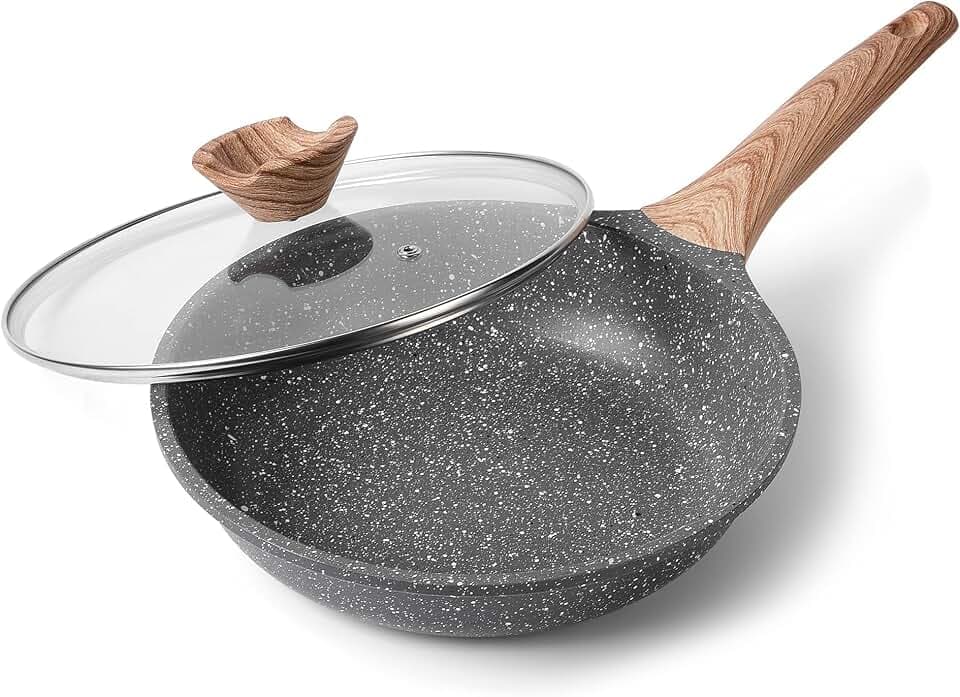 ZUOFENG Antihaft Pfanne Bratpfanne mit Deckel Beschichtet 28cm, Granit Pfannen Nonstick Frying Pan, Beschichtete Pfanne Für Gasherd Induktion