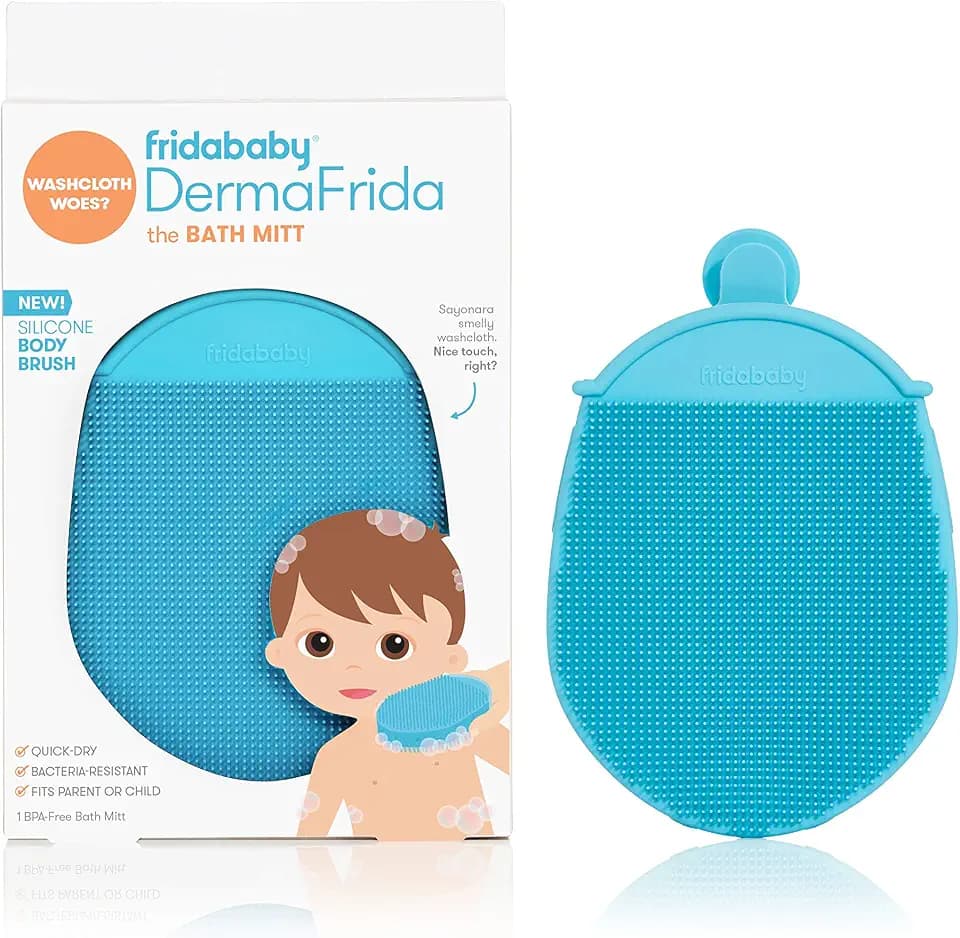 Frida Baby DermaFrida The Bath Mitt, Toddler Body Bath Brush, Silicone