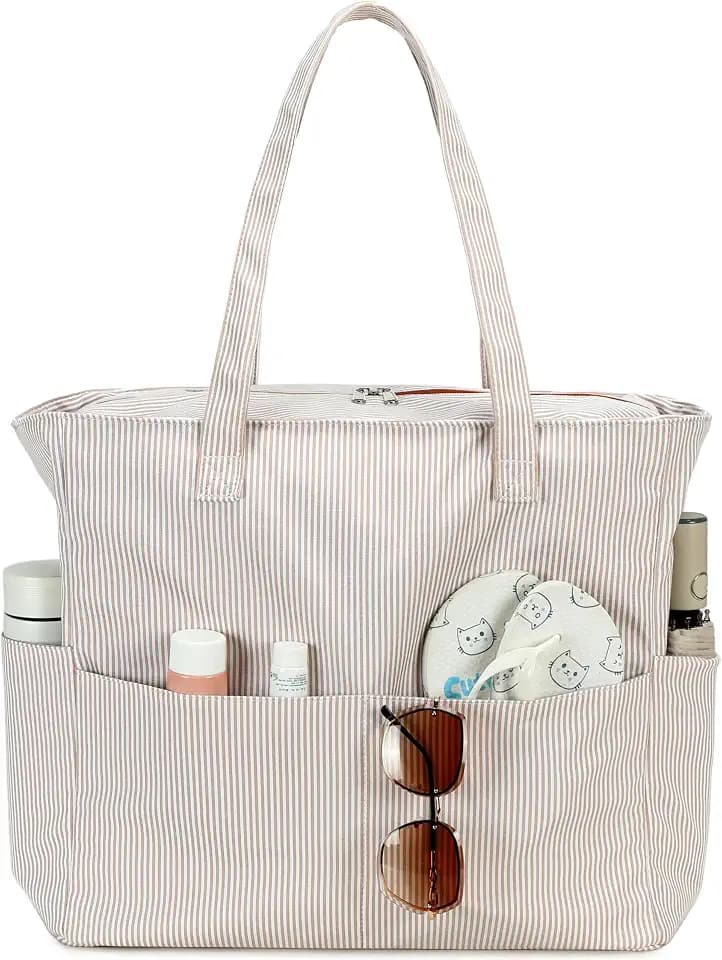 Bluboon Beach Bags for Women, Large Waterproof Tote Bag With Wet Compartment for Pool Weekender Travel Gym