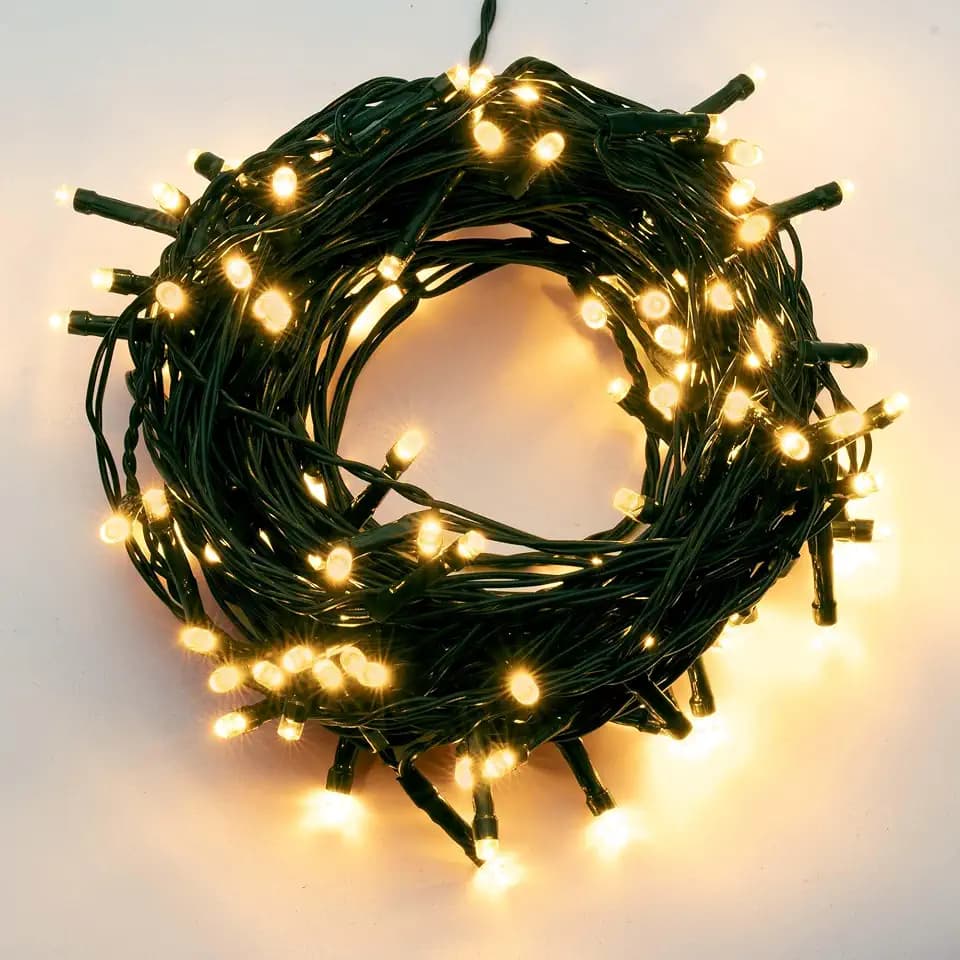 hellum LED Lichterkette außen Timer & Trafo, 19,90m beleuchtet, Kabel grün