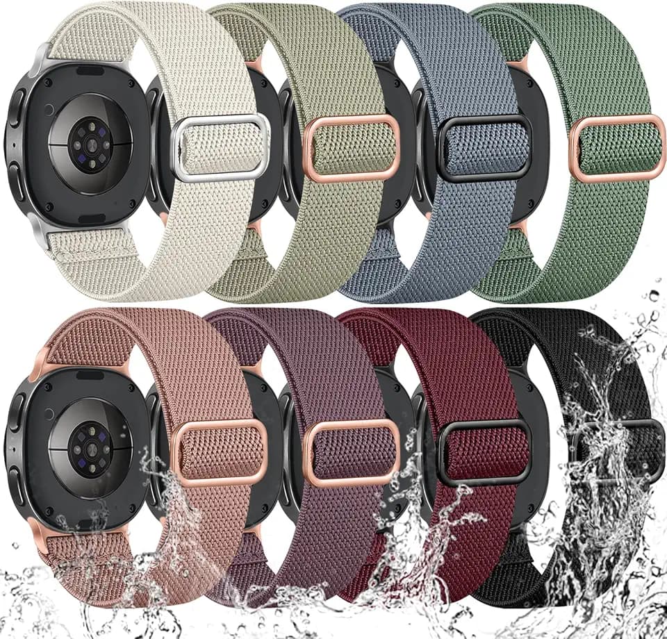 WJK 8Packs Elastic Band for Galaxy Watch 8/9 40/44mm/8 Classic 46mm Women