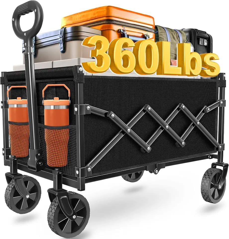 Wagons Carts Foldable, 360lbs Collapsible Wagon Cart with Wheels