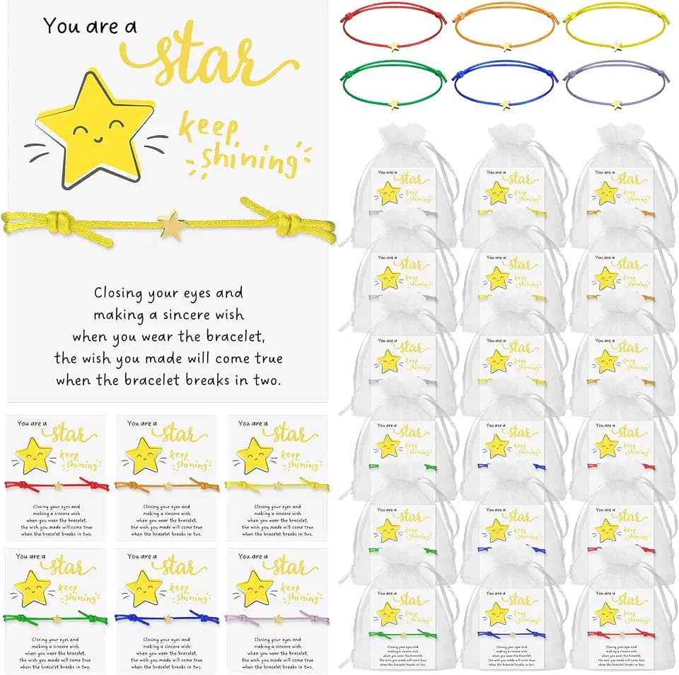 Landical Wish Bracelets Bulk with Cards, Star Friendship Bracelet