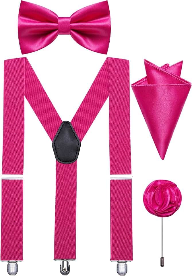 Fliege und Hosenträger verstellbar Herren elastische Y-Rückseite Hosenträger Fliege Einstecktuch Revers Pin Set Hochzeit Smoking
