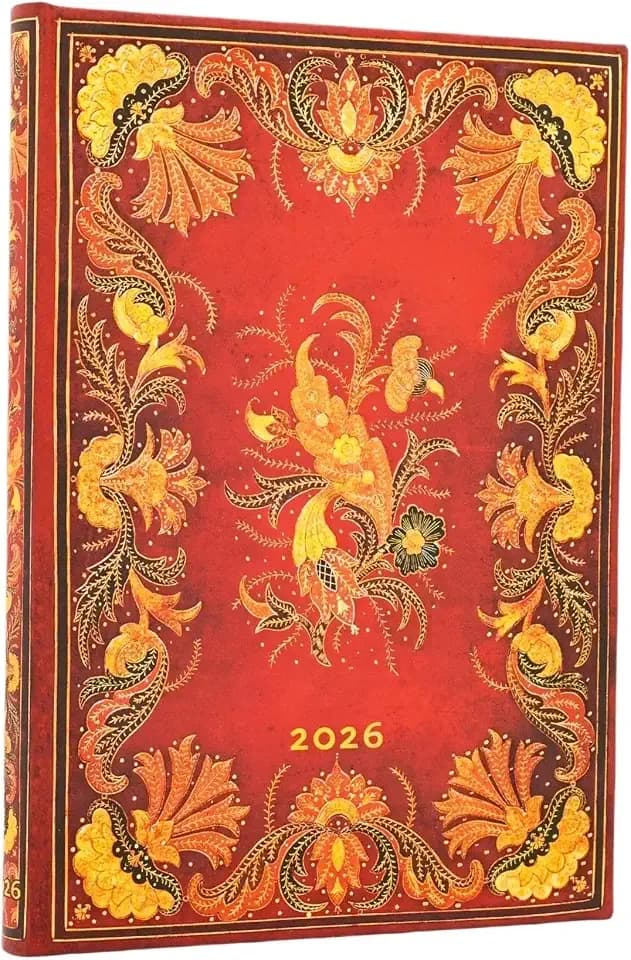 Paperblanks | 2026 Safawidisch Indigo | Safawidische Bindekunst | 12-Monatskalender | Midi | Verso | mit Klappumschlag | 160 Pg | 100 GSM