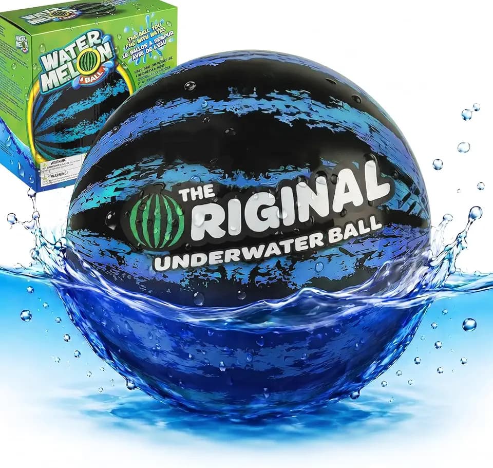 Watermelon Ball – The Ultimate Swimming Pool Game for Under Water Passing, Dribbling, Diving and Pool Games for Teens, Kids, or Adults, Balls Fills with Water, Blue, 9 inches