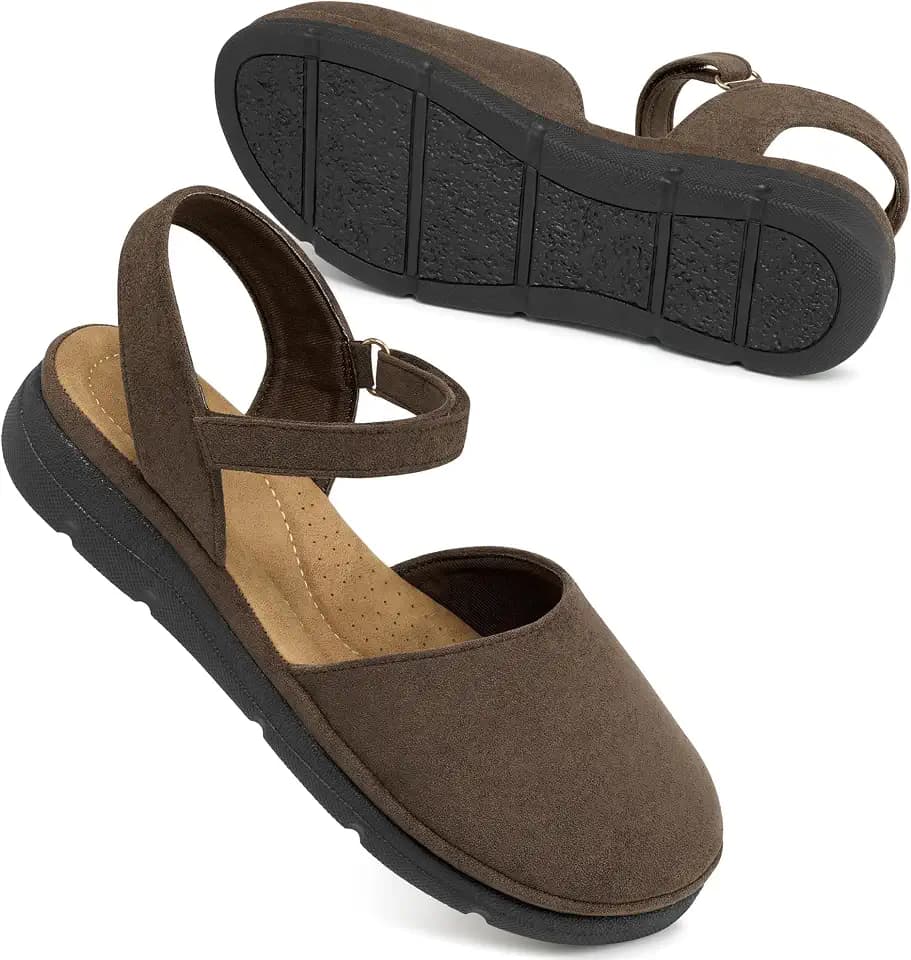 Closed Toe Sandals Women: Comfortable Memory Foam Flats