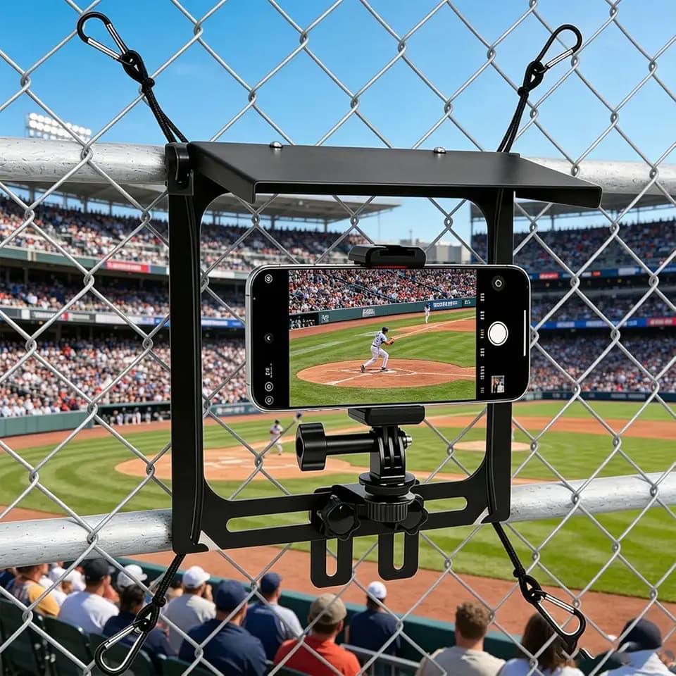 Sports Gamechanger Fence Mount - Game Changer Mounting Kit for Game Changer with iPhone, Insta 360 and Other Action Cameras, for Recording Baseball, Tennis, Sports Games(Black)