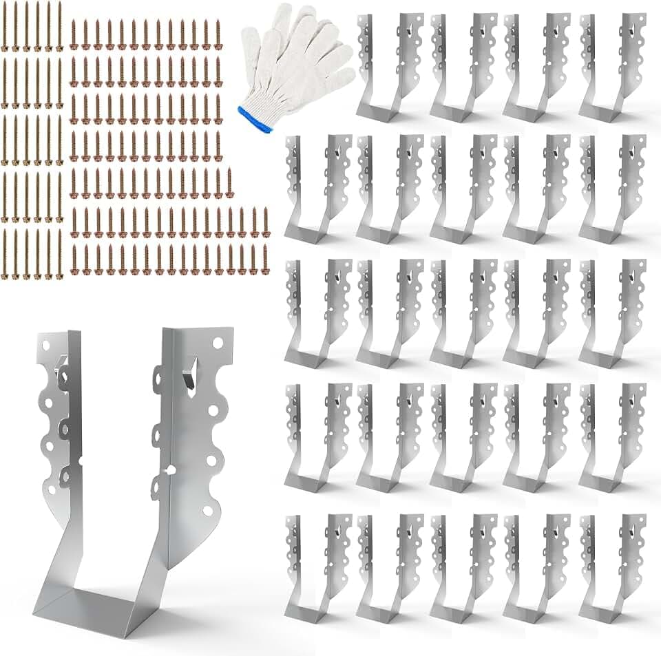 25 Pack 2x6 Joist Hangers with Screws for Wood, Galvanized Face Mount