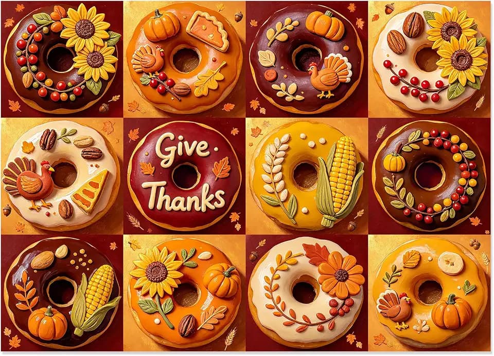500 Piece Puzzle for Adults, Fall Donuts Thanksgiving Theme Puzzle