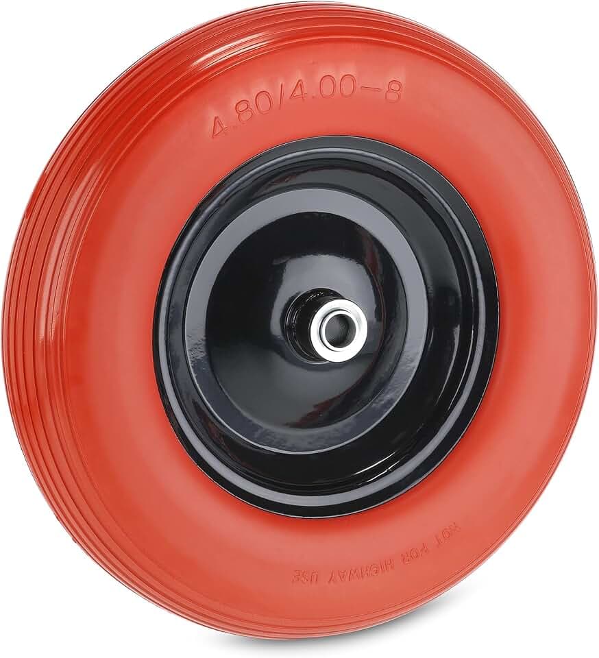 Relaxdays Schubkarrenrad PU 4.80 4.00-8, rot/schwarz