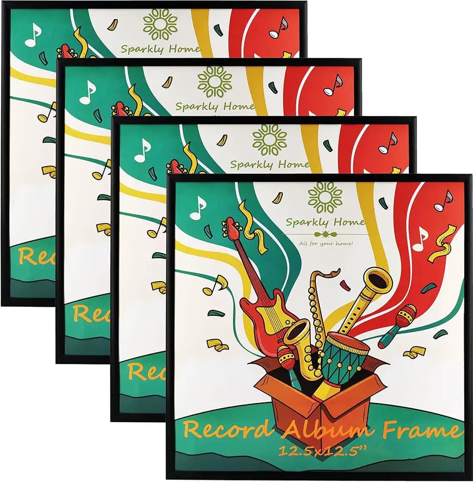 4Packs 12.5x12.5 Black Aluminum Vinyl Record Frame for LP Album