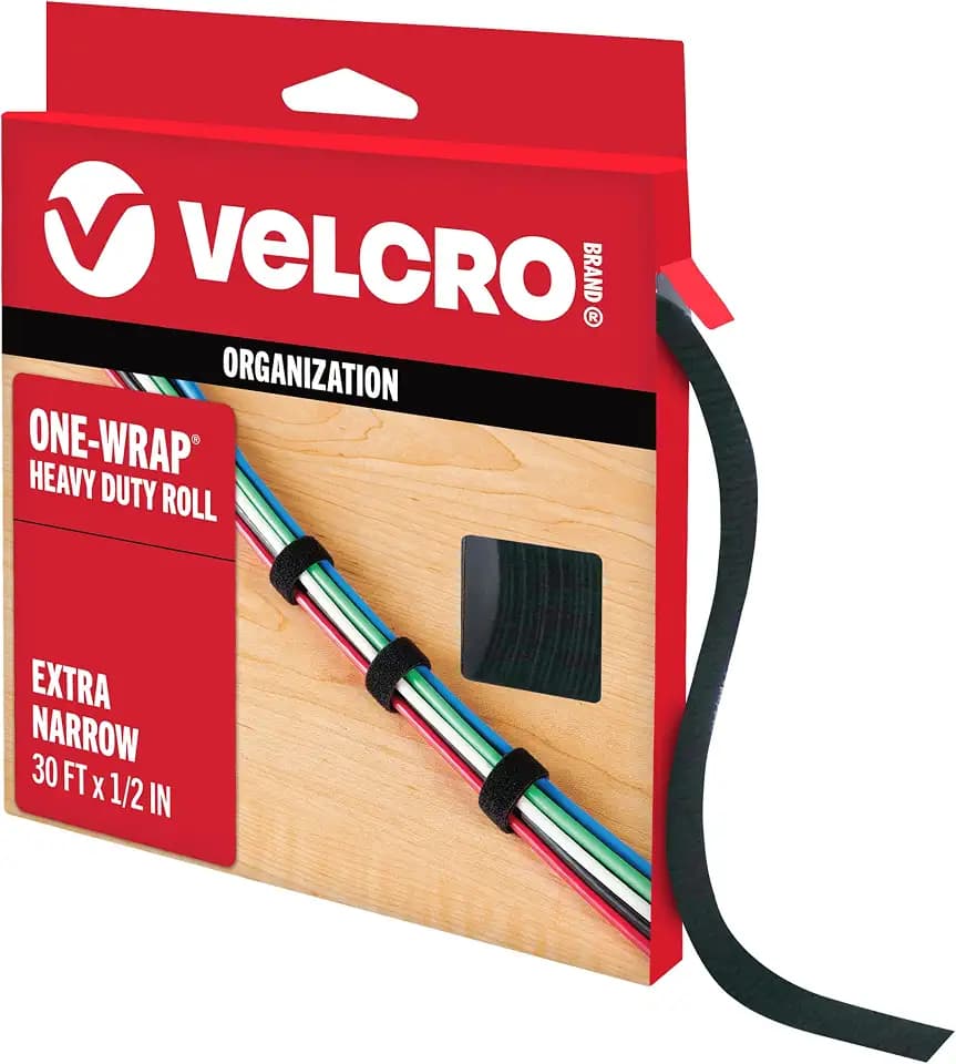VELCRO Brand Cut-to-Length Straps Roll, 30ft x 1/2in, Black