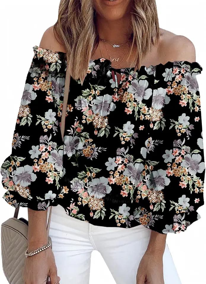 BLENCOT Summer Shirts for Women Cute Off Shoulder Blouse Tops